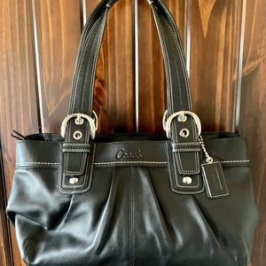Coach Hamptons Soho Black Leather Satchel